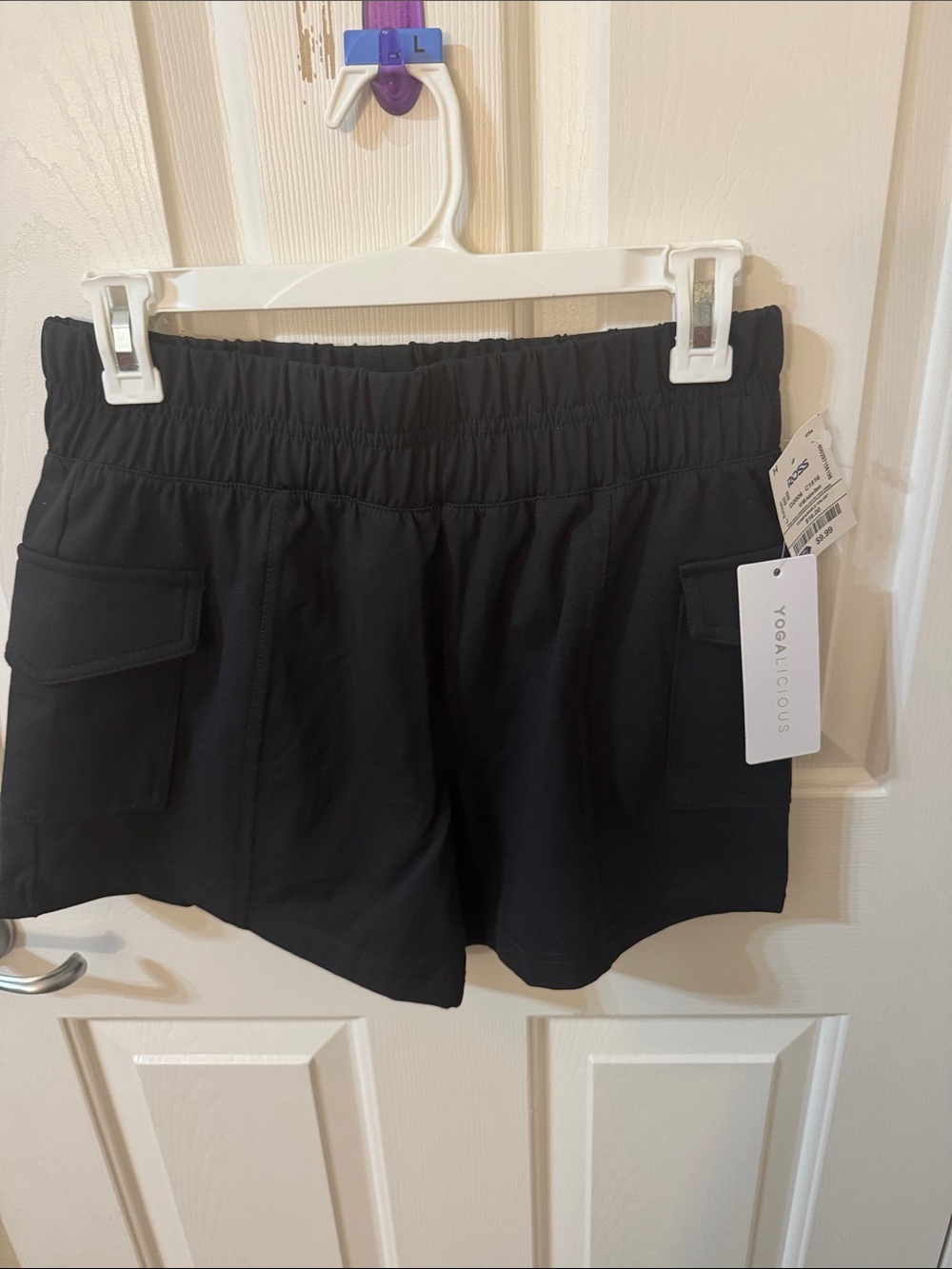 Yogalicious Black Cargo Shorts with Elastic Waist